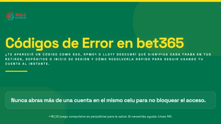 Códigos de Error en Bet365: Qué significan y cómo arreglarlos