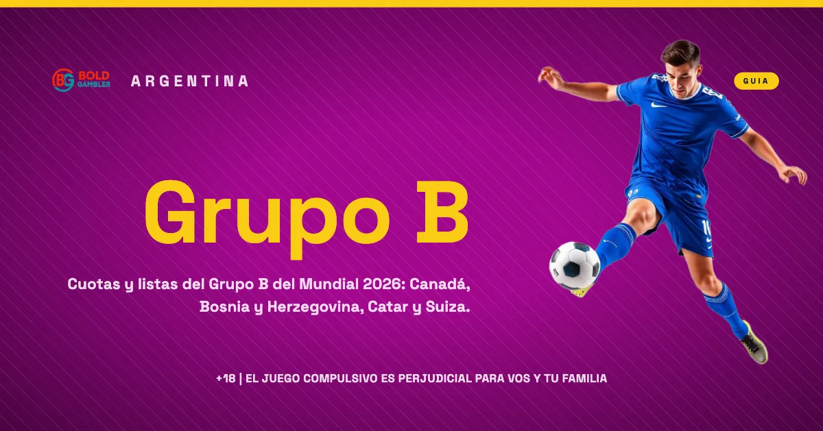 Imagen promocional con apuestas del Grupo B del Mundial 2026: Canadá, Bosnia, Catar y Suiza.