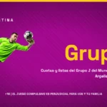 Gráfico con cuotas y selecciones del Grupo J del Mundial 2026: Argentina, Argelia, Austria y Jordania.
