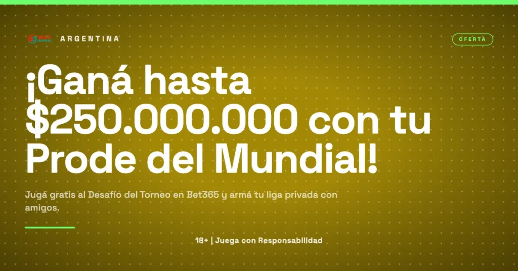 Banner promocional en formato móvil del juego gratuito Desafío del Torneo de Bet365 para el Mundial 2026.
