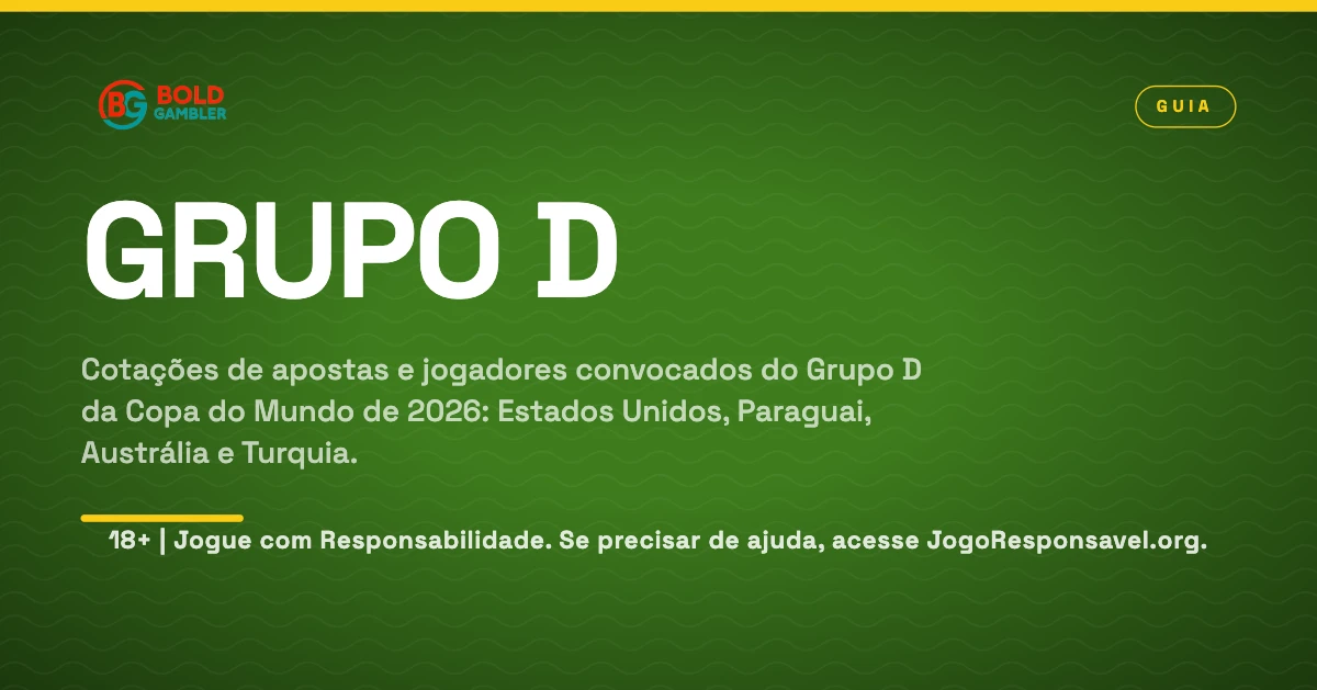 Odds e elencos do Grupo D da Copa do Mundo de 2026: Estados Unidos, Paraguai, Austrália e Turquia.