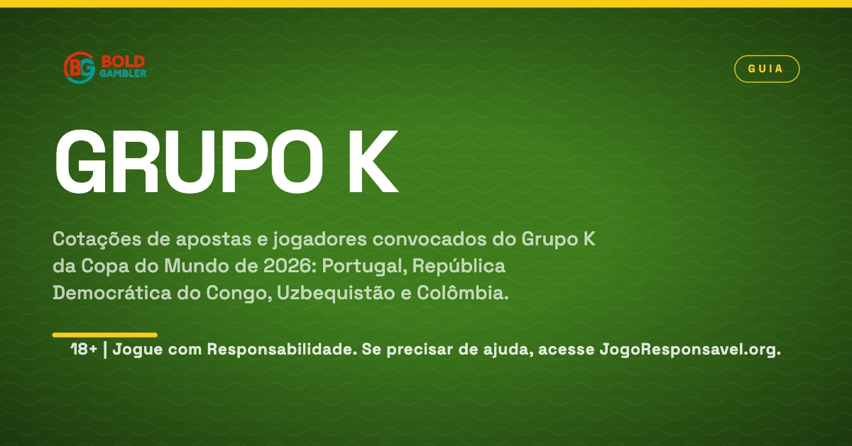 Odds e elencos do Grupo K da Copa do Mundo de 2026: Portugal, República Democrática do Congo, Uzbequistão e Colômbia.