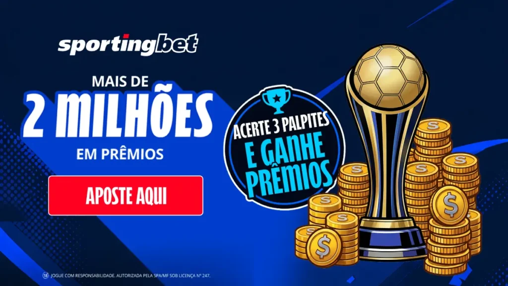 Campanha do Bolão Sportingbet da Copa de 2026 detalhando prêmios para acertos de palpites.