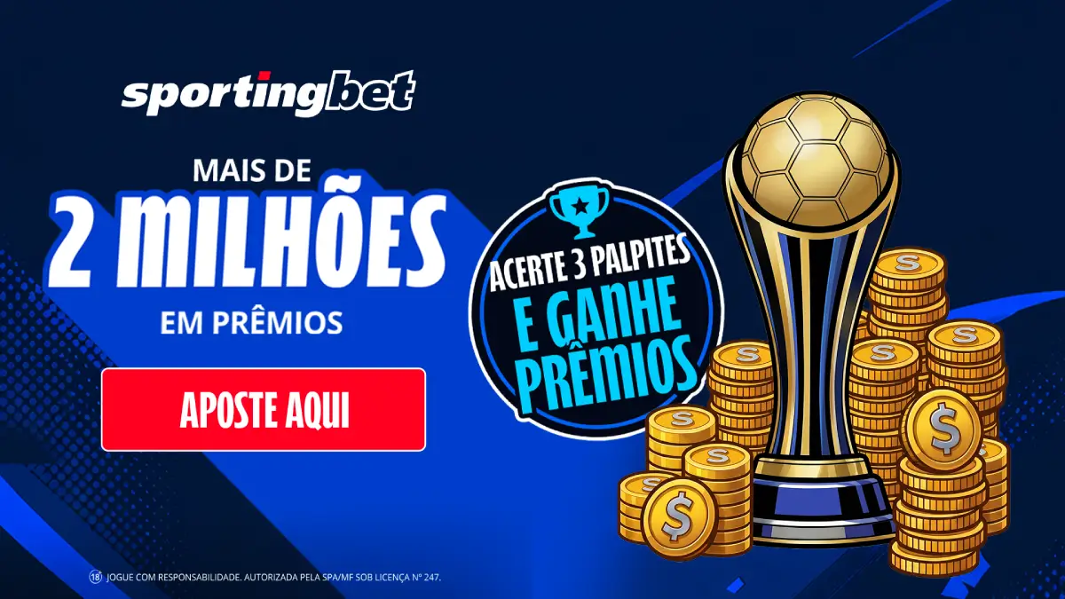 Campanha do Bolão Sportingbet da Copa de 2026 detalhando prêmios para acertos de palpites.