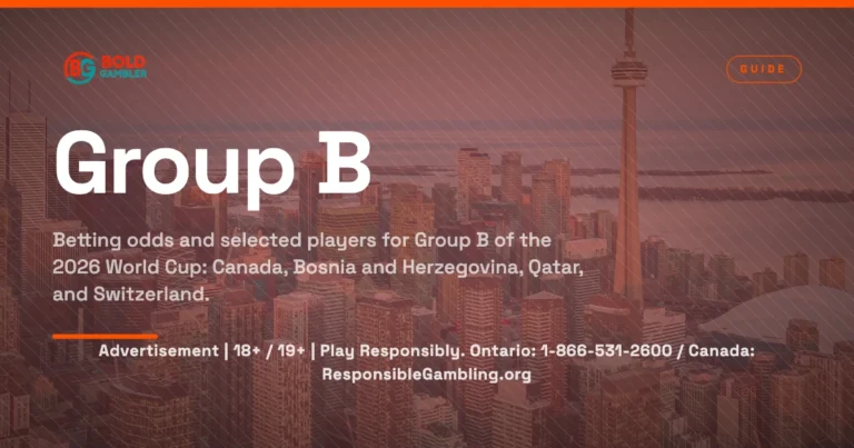 2026 World Cup Group B odds and squads: Canada, Bosnia and Herzegovina, Qatar, and Switzerland.