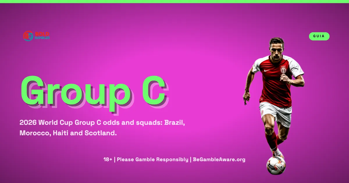 Odds and teams for Group C of the 2026 World Cup: Brazil, Morocco, Haiti and Scotland.
