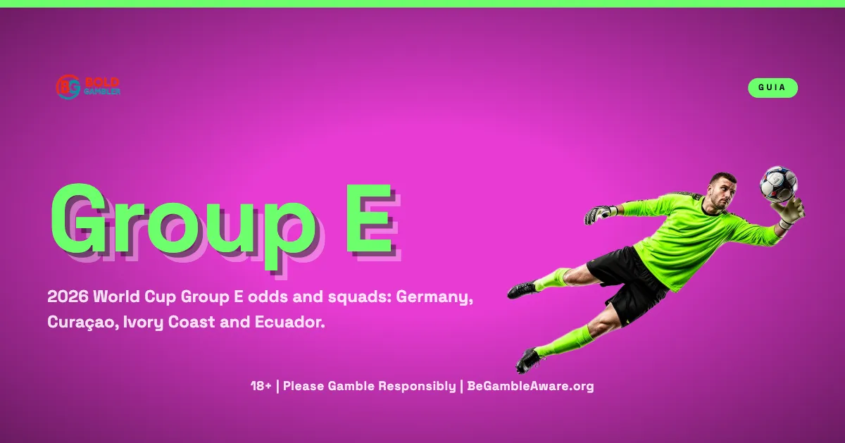 Odds and teams for Group E of the 2026 World Cup: Germany, Curaçao, Ivory Coast and Ecuador.