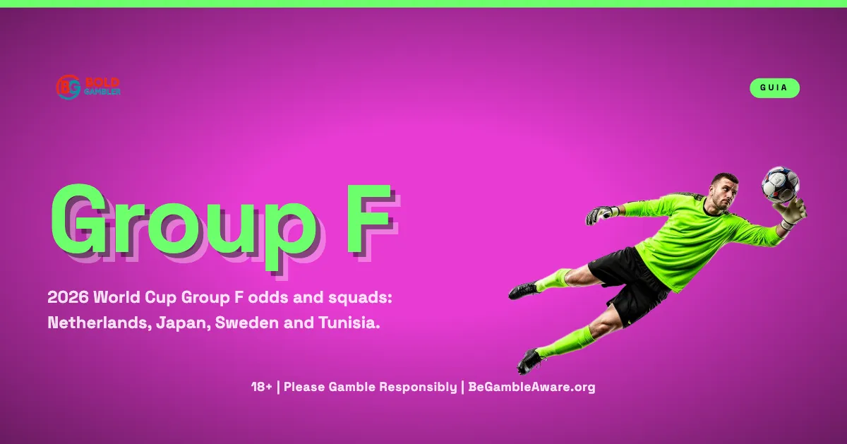 Odds and teams for Group F of the 2026 World Cup: Netherlands, Japan, Sweden and Tunisia.