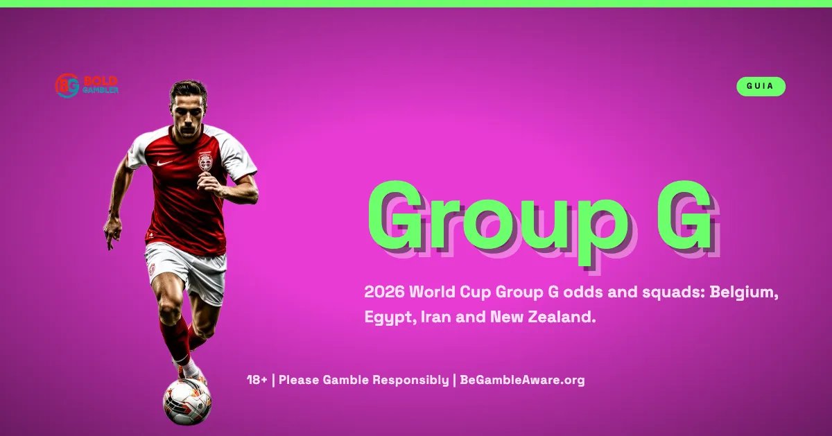 Odds and teams for Group G of the 2026 World Cup: Belgium, Egypt, Iran and New Zealand.