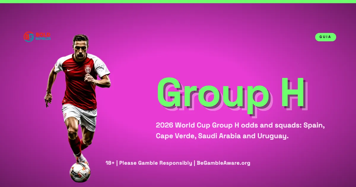 Odds and teams for Group H of the 2026 World Cup: Spain, Cape Verde, Saudi Arabia and Uruguay.