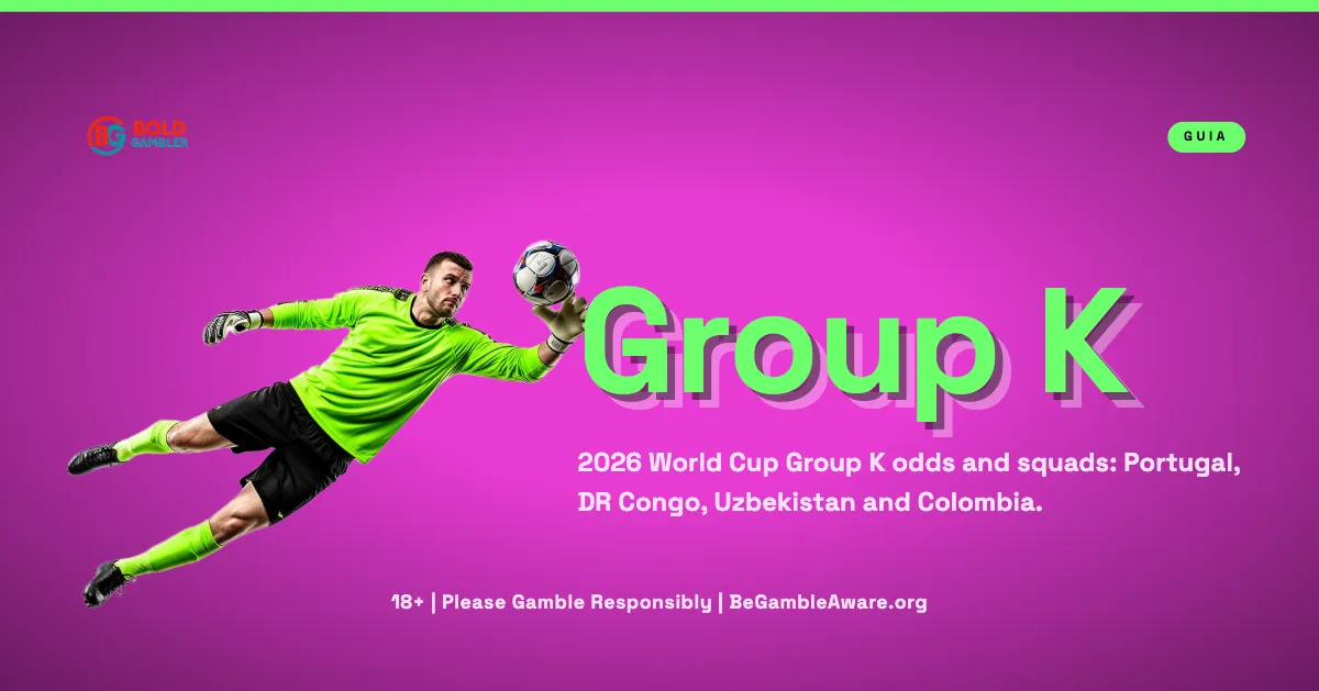 Odds and teams for Group K of the 2026 World Cup: Portugal, DR Congo, Uzbekistan and Colombia.