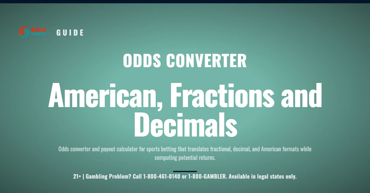 Odds converter and payout calculator for sports betting that translates fractional, decimal, and American formats while computing potential returns.