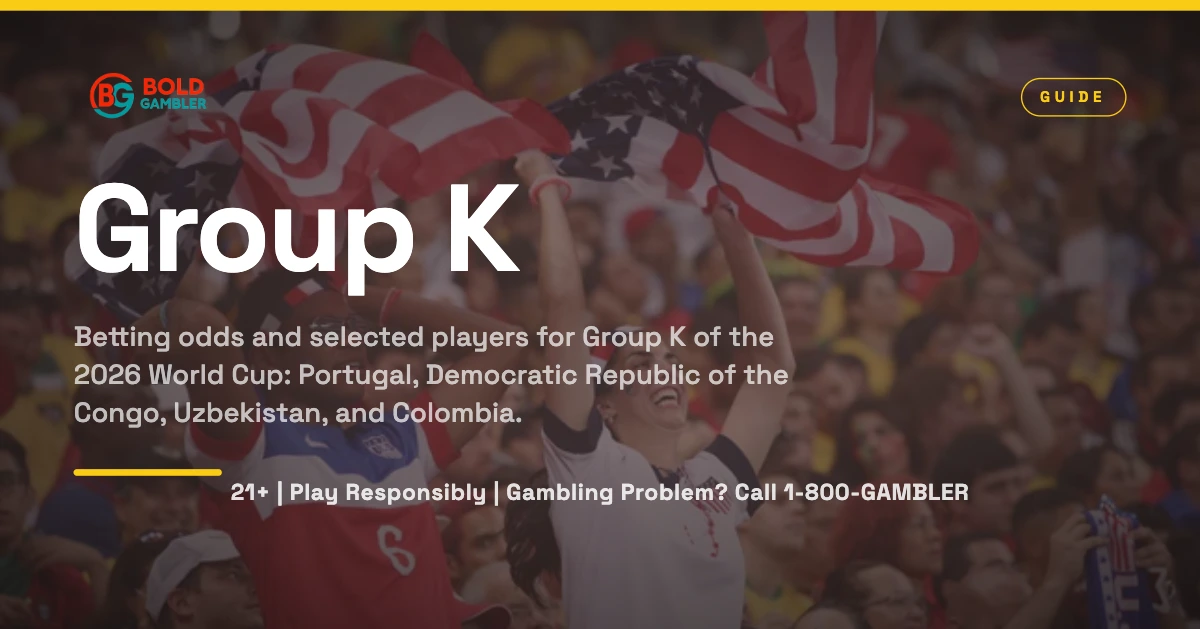 2026 World Cup Group K odds and squads: Portugal, Democratic Republic of the Congo, Uzbekistan, and Colombia.